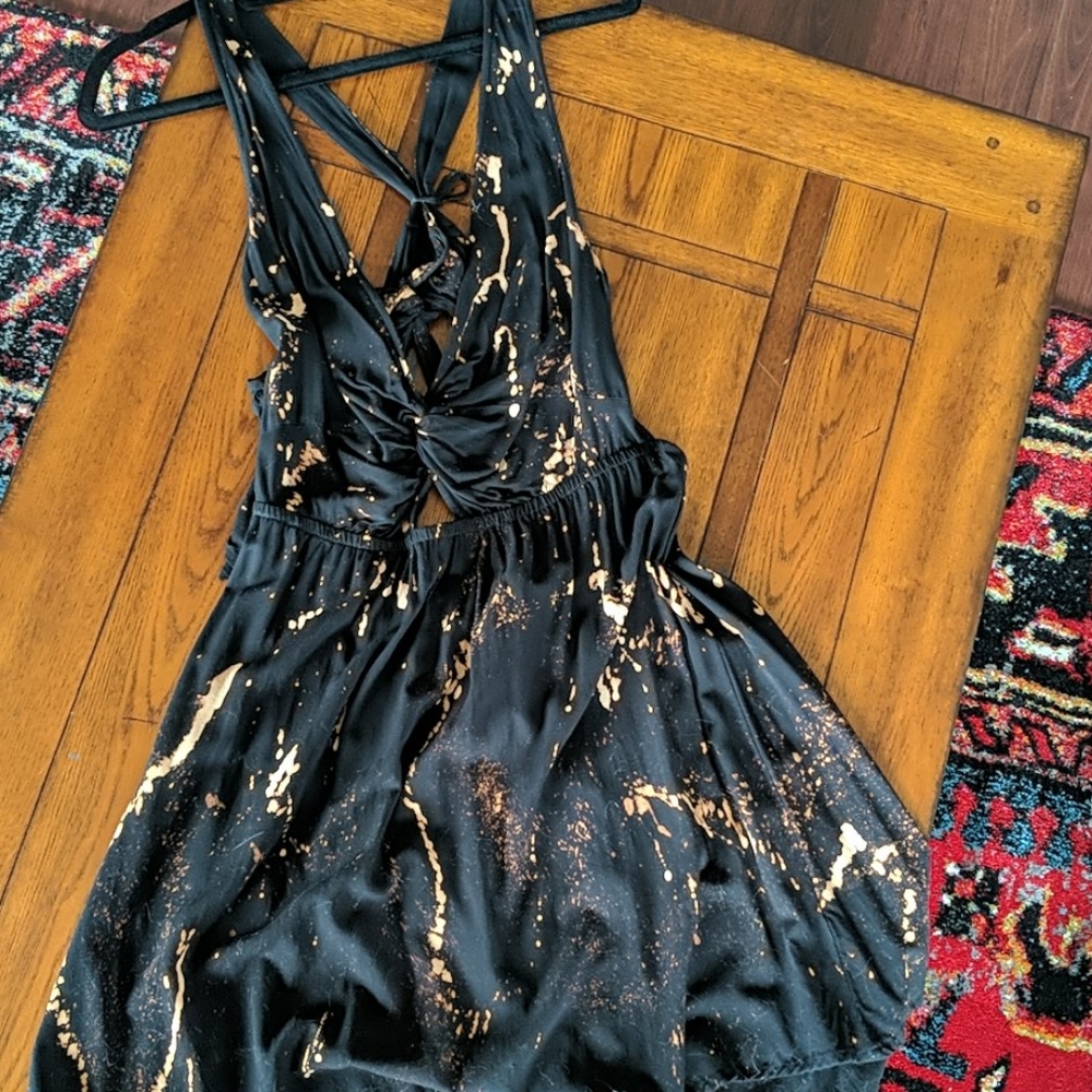 Black and bleached sundress with open back